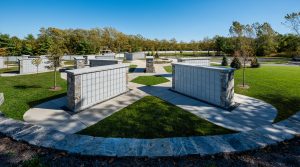Cremains structures designed by BL Companies Architects installed at the Connecticut Veterans Memorial Cemetery in Middletown, Connecticut.