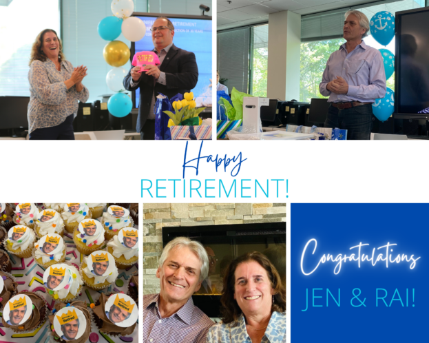Retirement Collage of Jen Marks & Rai Muhlbauer