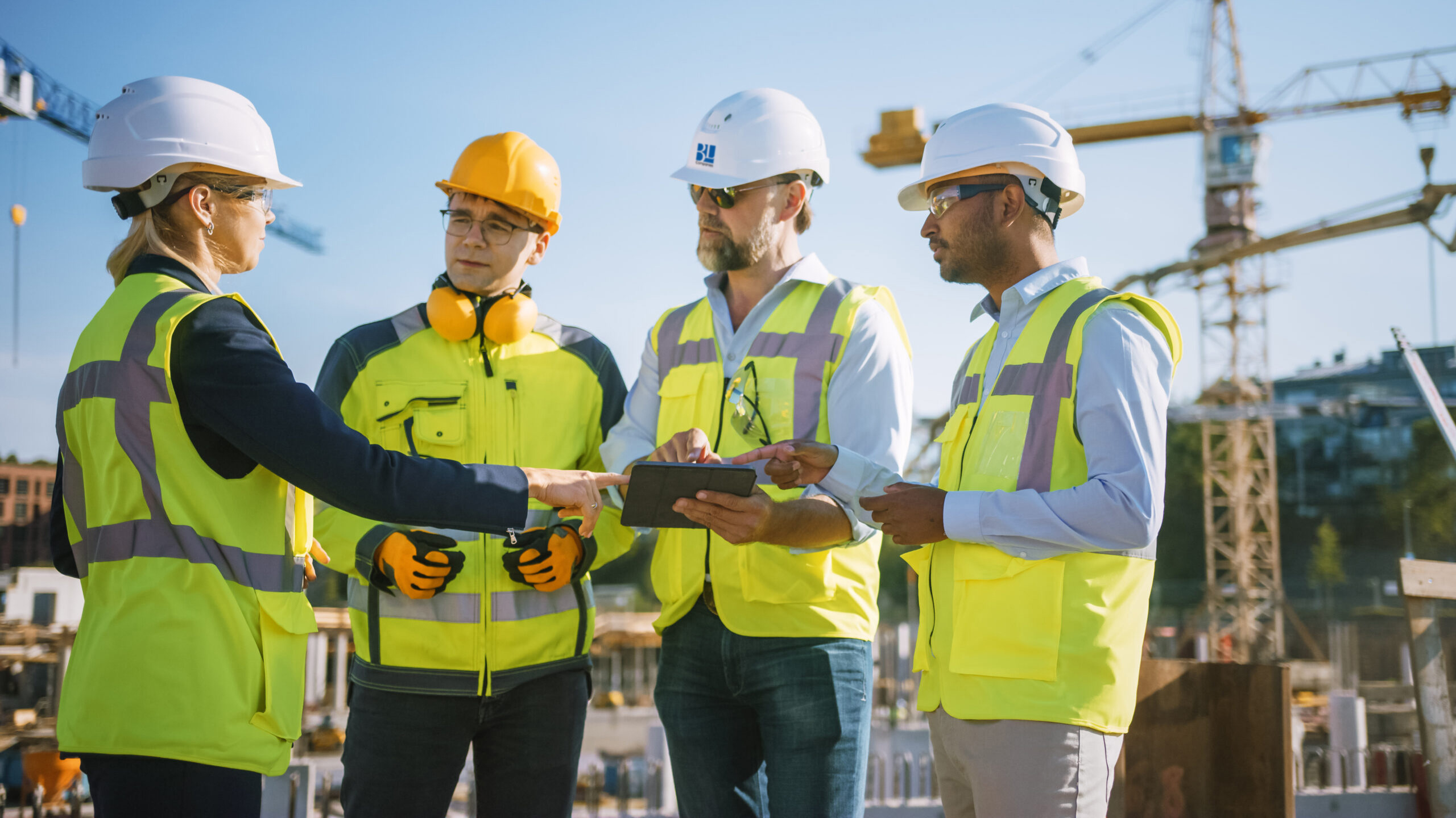 group of engineers discussing project